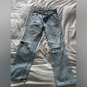 Rollas jeans - high rise straight distressed knee